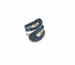Δαχτυλίδι Ατσάλι Με Στρά μπλε σκούρο