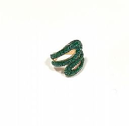 Δαχτυλίδι ατσάλι στράς  σε πράσινο χρωμα (DK27)